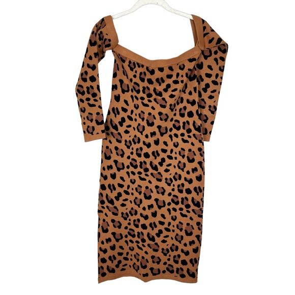 NWT L'AGENCE Felicia Long Sleeve Sweater Dress sz XS Brown Leopard Revolve - Picture 3 of 11